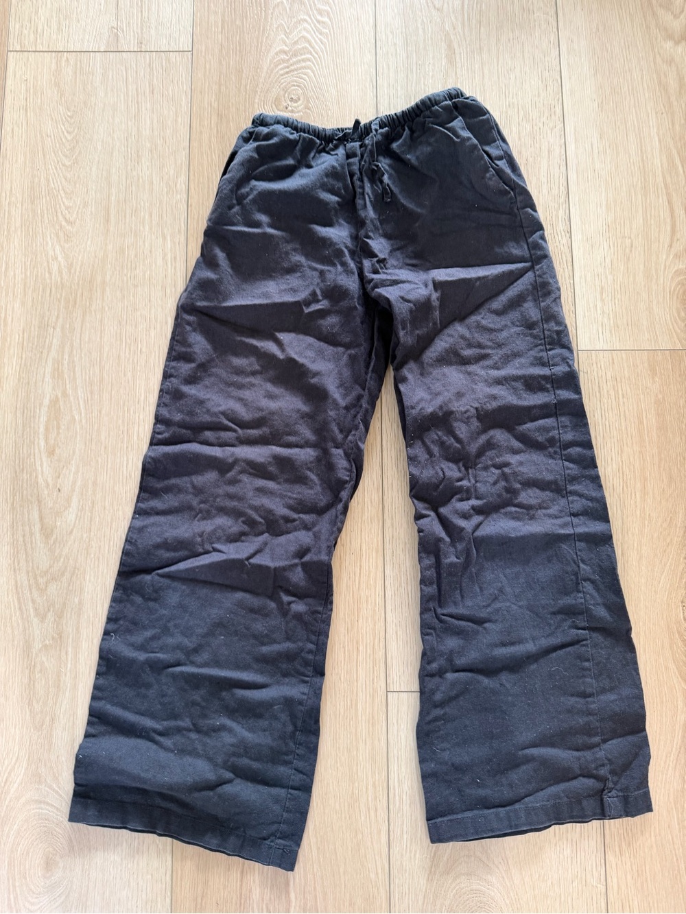 Girls Baggy Low Rise Cotton Linen Drawstring Pants 12YR